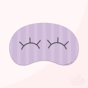 Clipart of light and dark purple striped eye mask with eyelashes drawn on