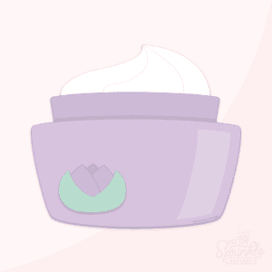 Clipart of white whipped facial cream in a purple container