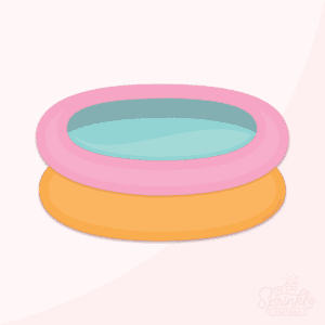 Clipart of a round pink and orange inflatable pool