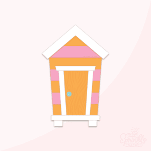 Clipart of an orange and pink striped pool house